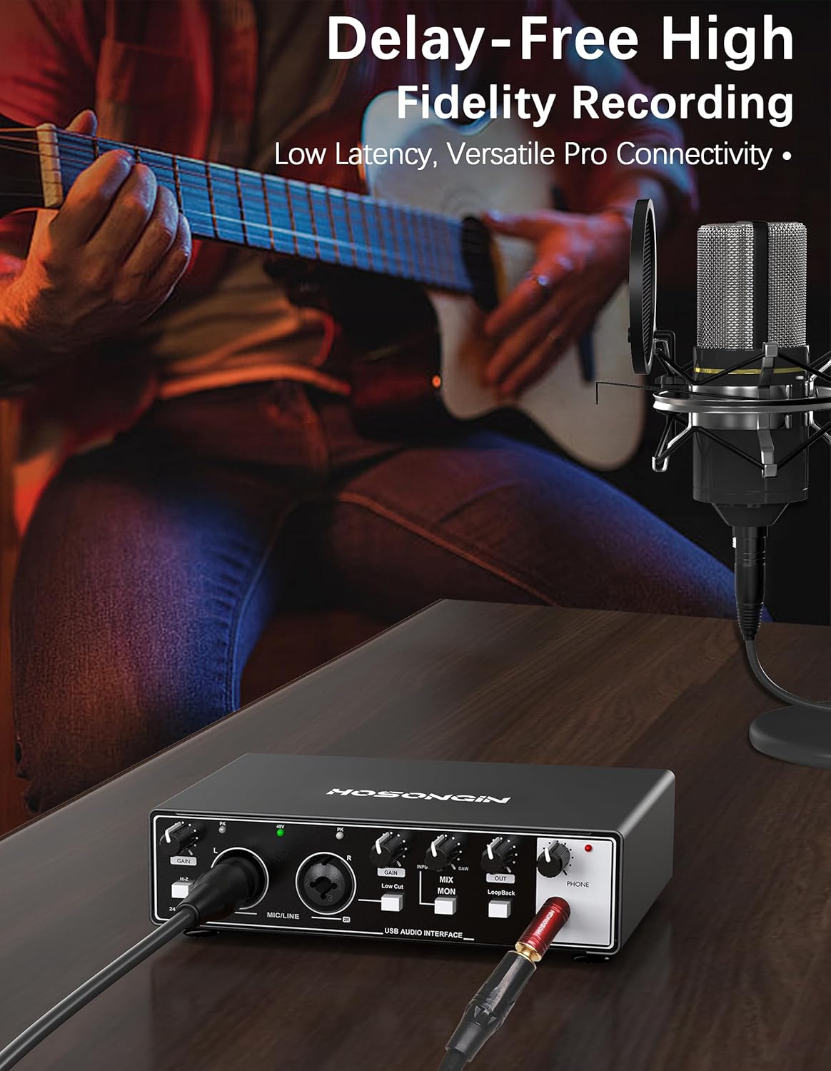 Hosongin USB audio Interface Professional Recording Sound card