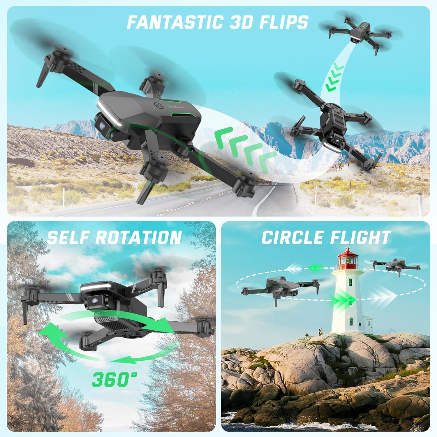 S80 Drone with Camera for Adults, 1080P HD FPV Mini Drones for Kids Beginners with Auto Hover, One Key Start, Voice/Gesture/Remote Control Helicopter Toys/Gift for Boys 2 Batteries Carry Case
