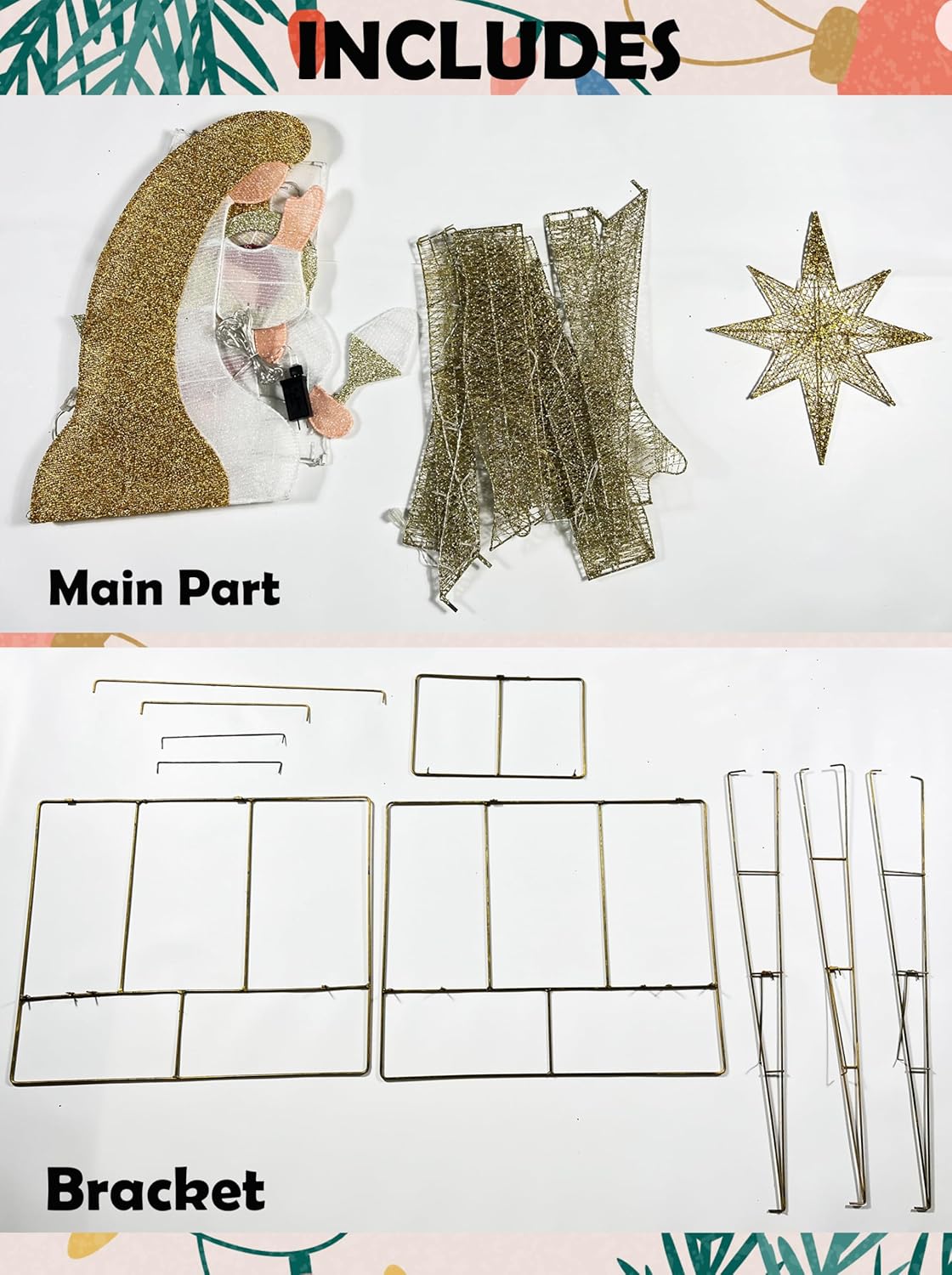 5FT Christmas Decorations Lighted Outdoor Nativity Scene Christmas Holy Family