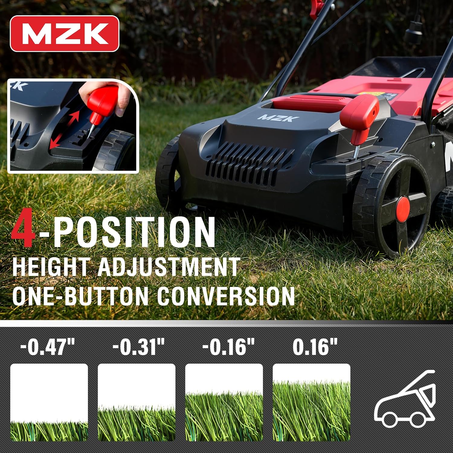 MZK 13-inch electric dethatcher and scarifier combo