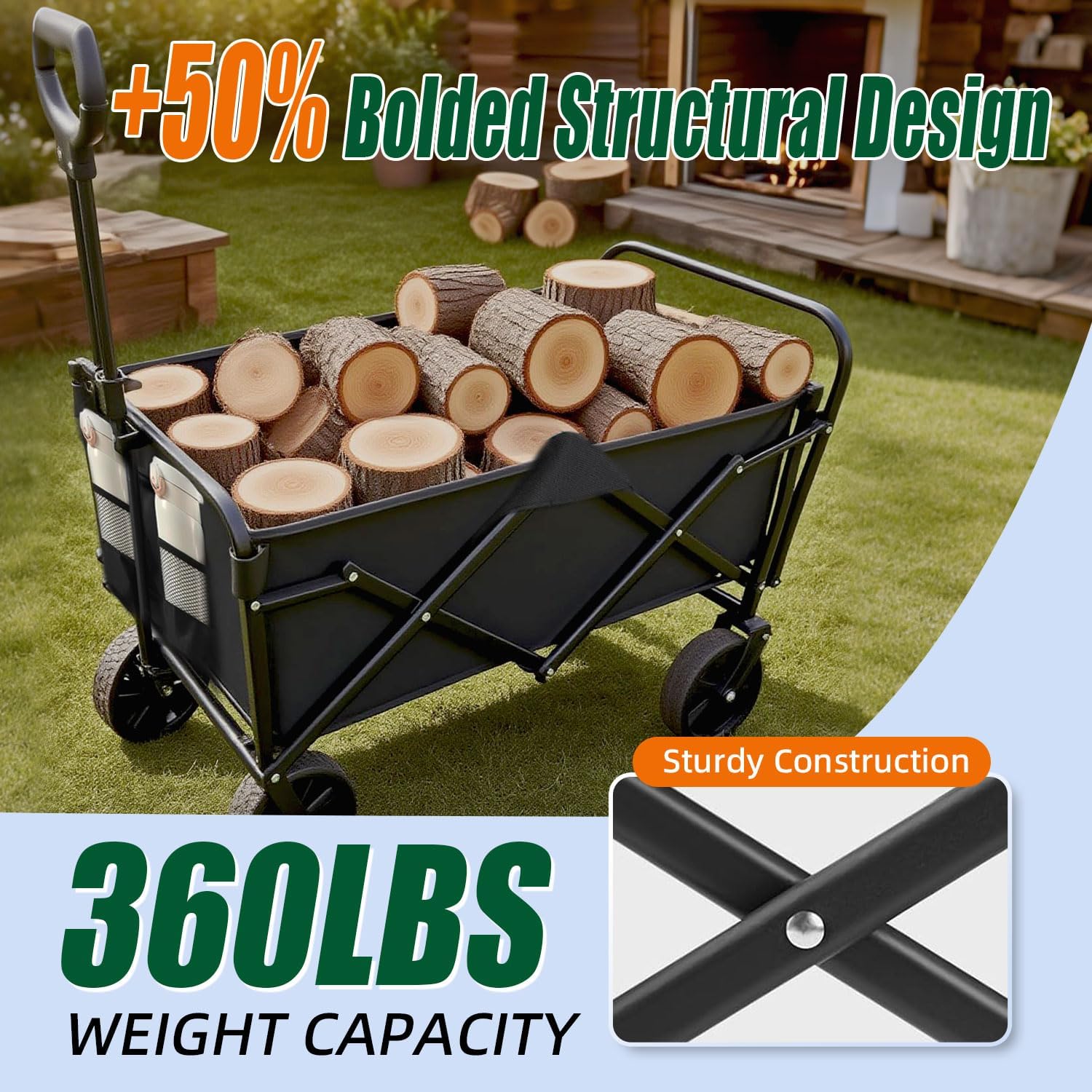 Collapsible wagon seamlessly blends practicality with a rugged, durable design