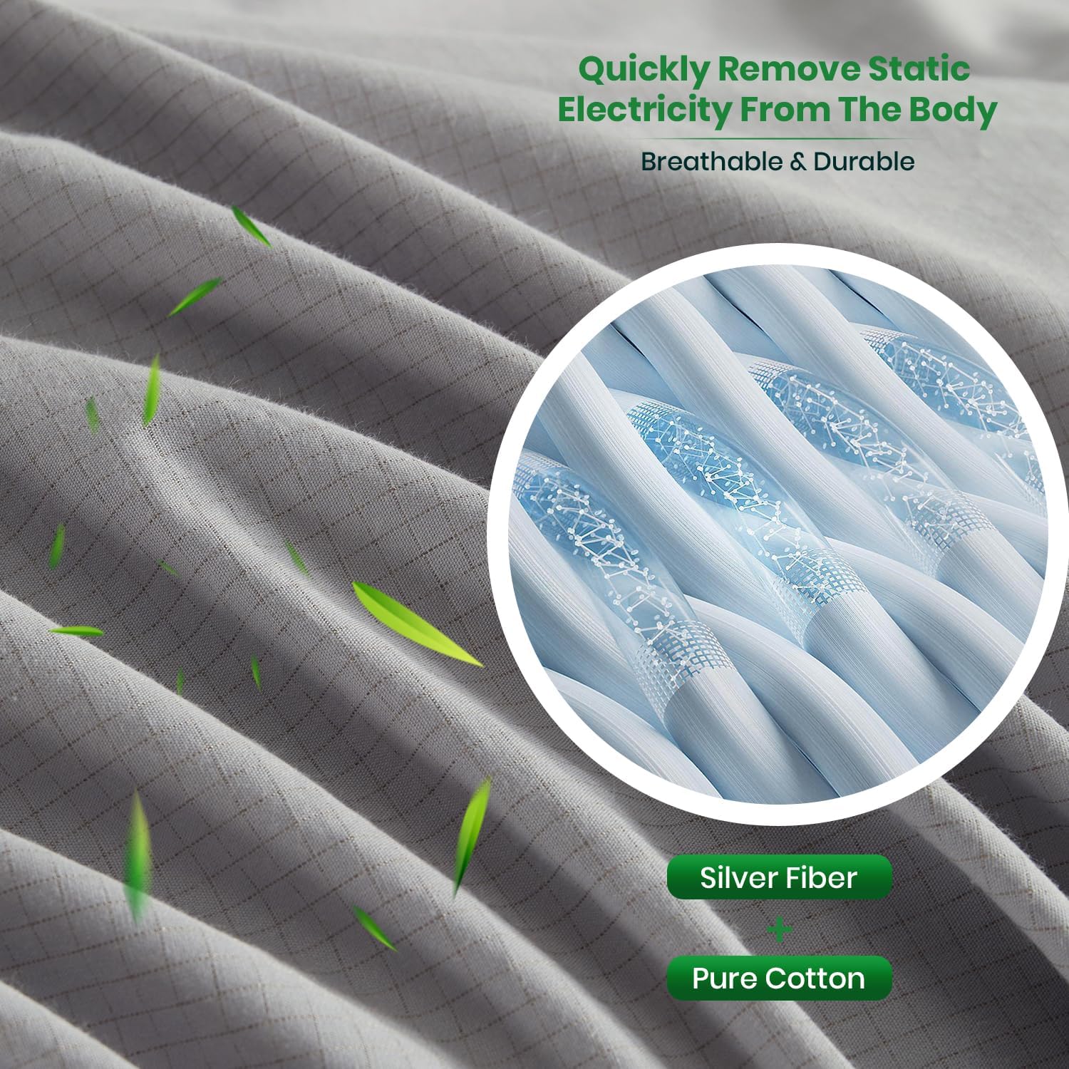 Besting Grounding Fitted Sheet Queen GS609 Silver Fiber