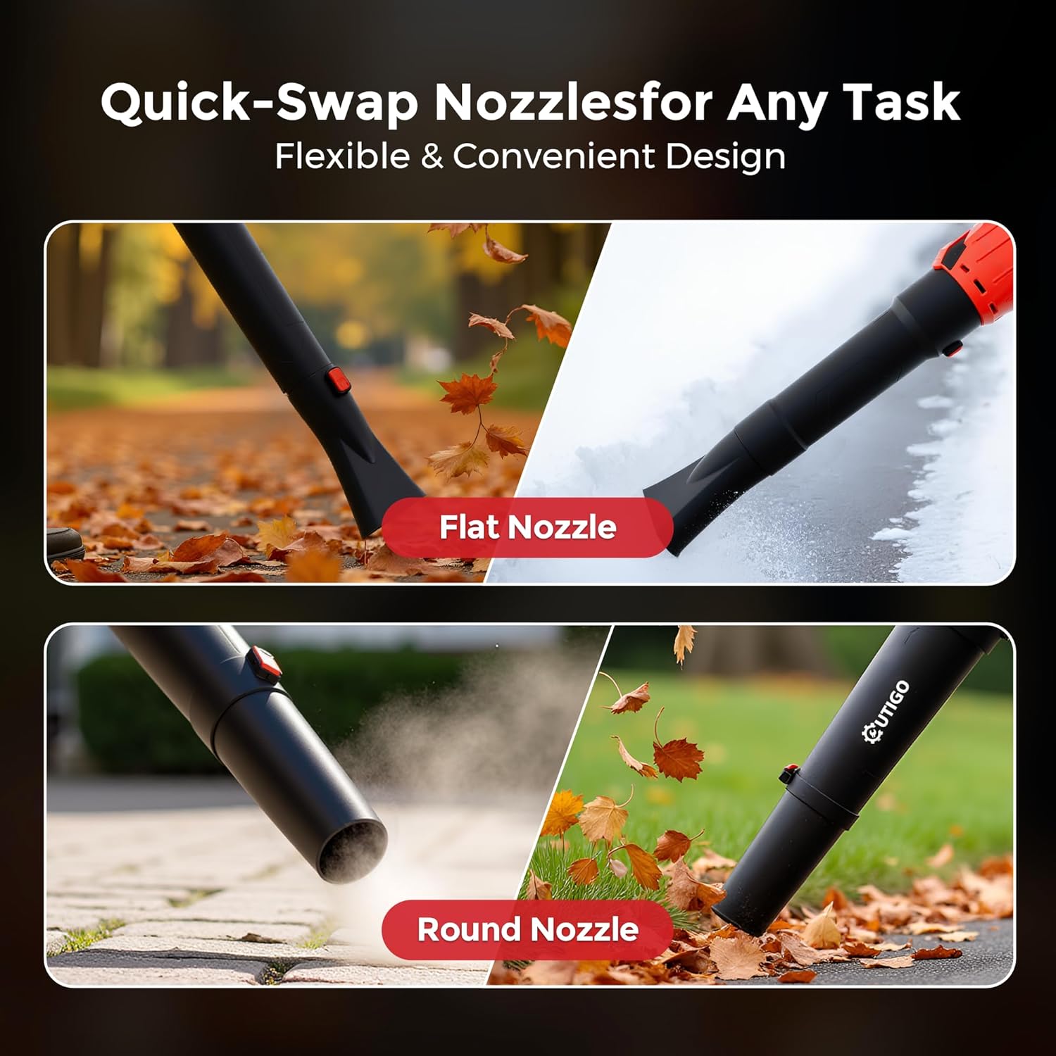 Outigo Cordless Leaf Blower, Leaf Blower with 2 * 4.5Ah Batteries