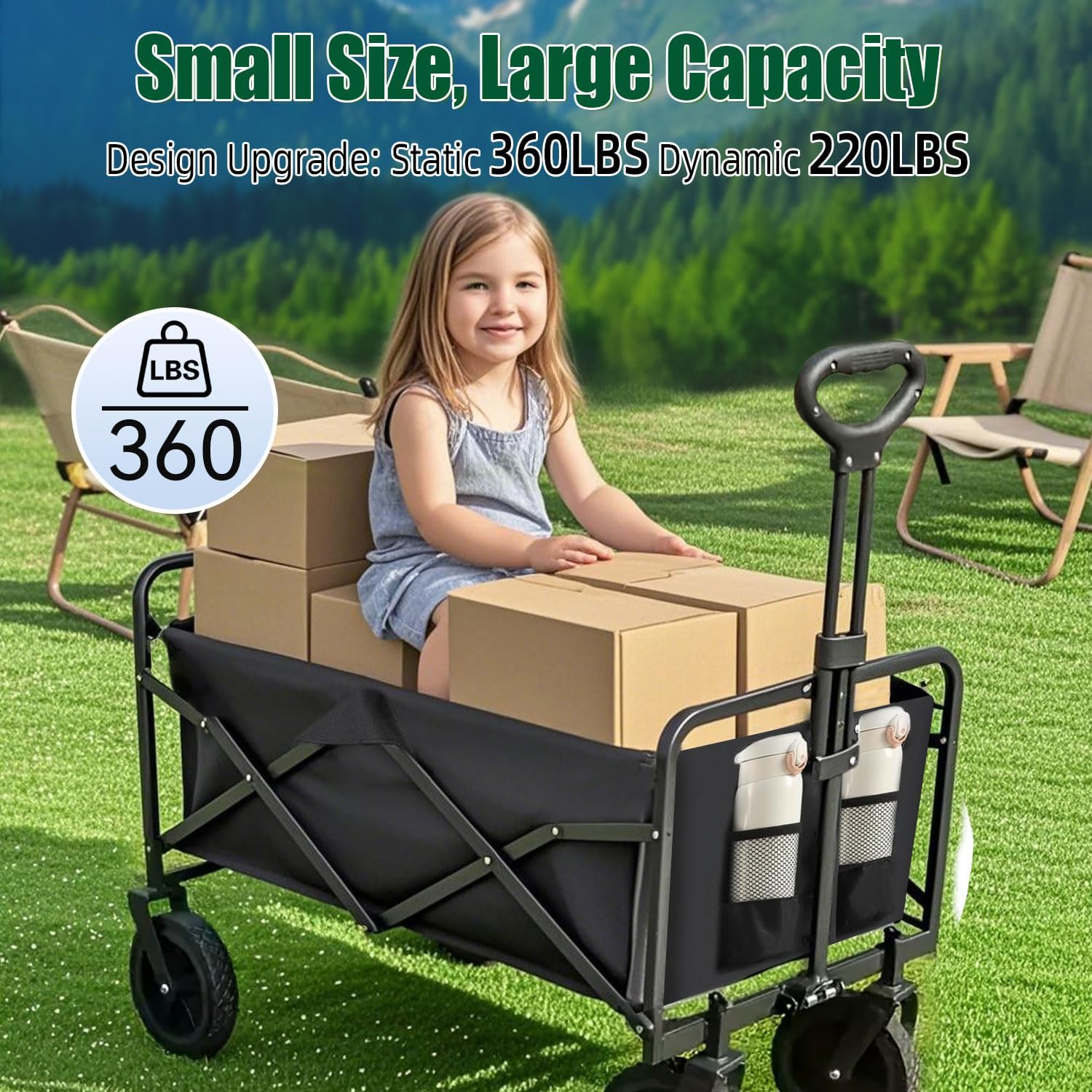 Collapsible wagon seamlessly blends practicality with a rugged, durable design
