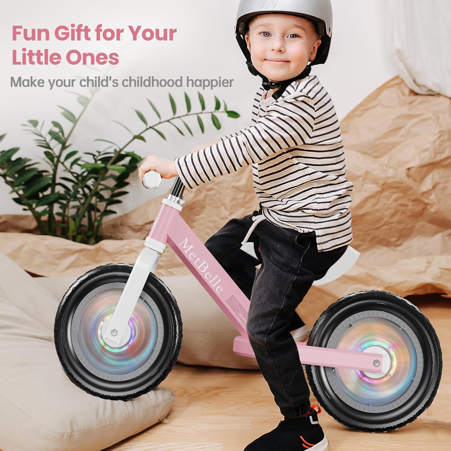 MetBelle Balance Bike in pink is designed for toddlers aged 2 to 5 years pink