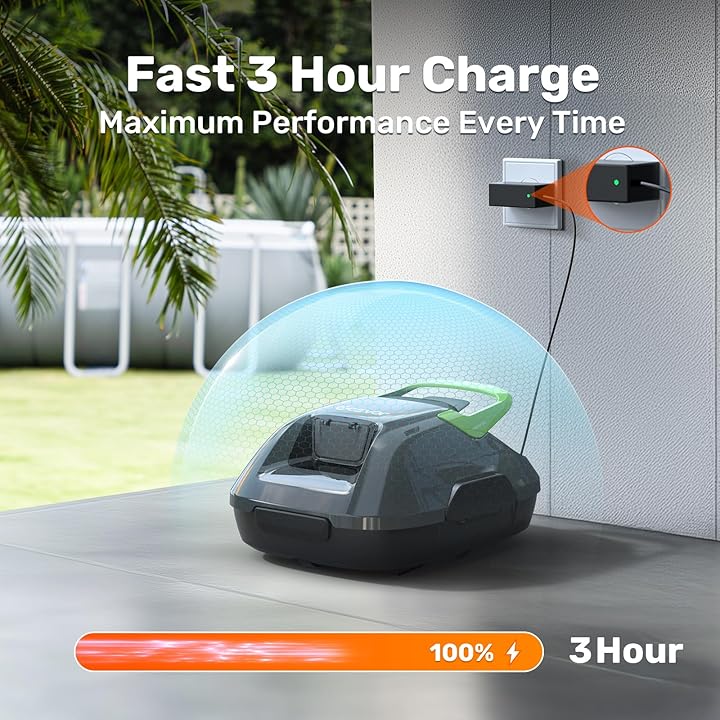 Gosvor Cordless Robotic Pool Cleaner, Lasts 90 Min, Automatic Vacuum for Above-Ground Pools