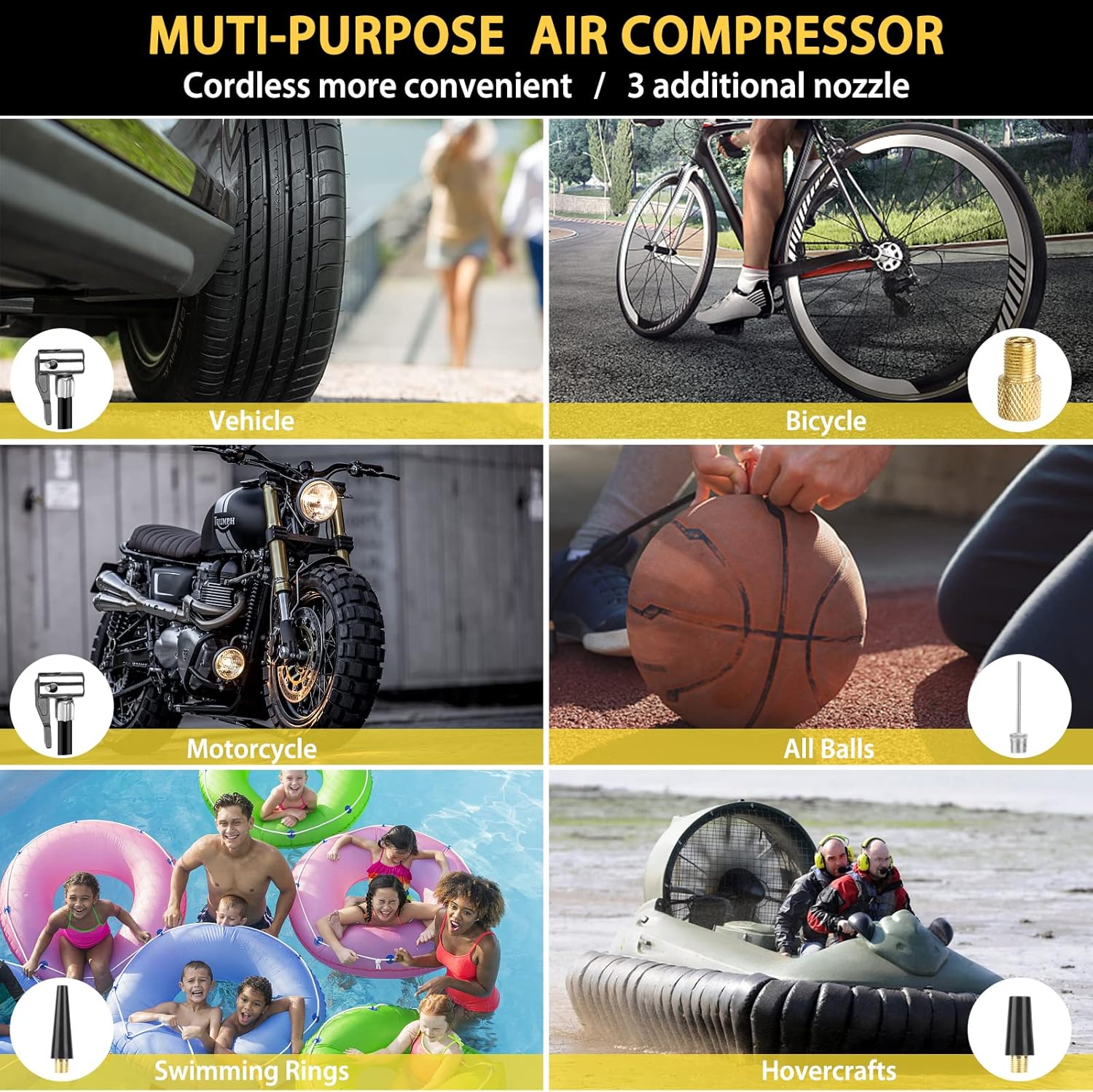 E-Ant Compressor, 4-in-1 Portable Charger with DC USB Ports, 12V