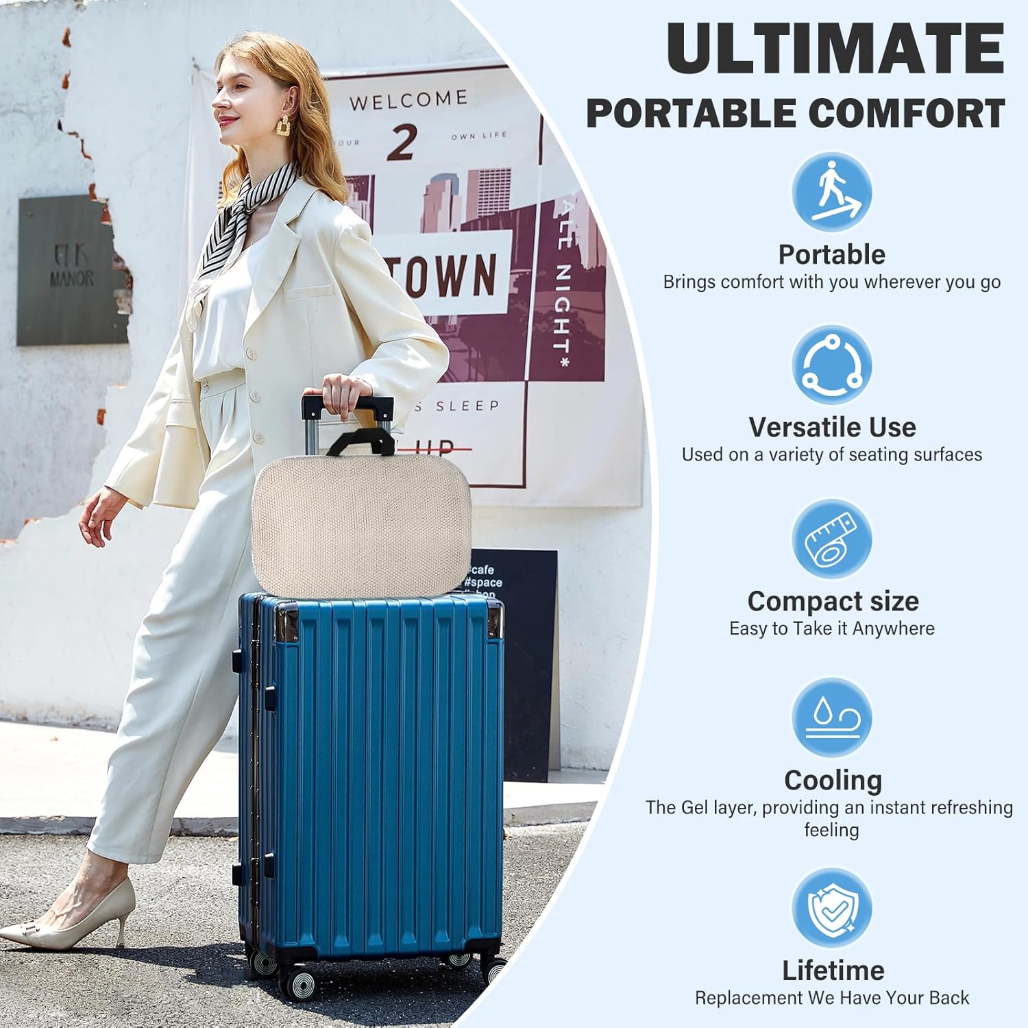 Portable Memory Foam Travel Seat Cushion.
