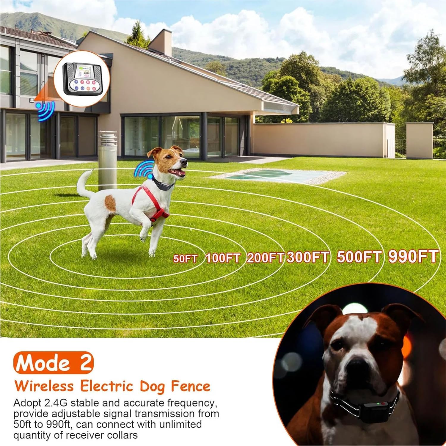 2-in-1 Wireless Dog Fence - Pet Boundary Containment System