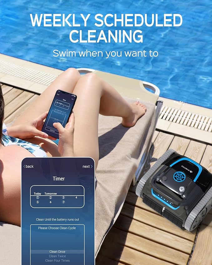 WYBOT S1 Cordless Wall Climbing Robotic Pool Cleaner w/ APP Mode, Smart Mapping Tech