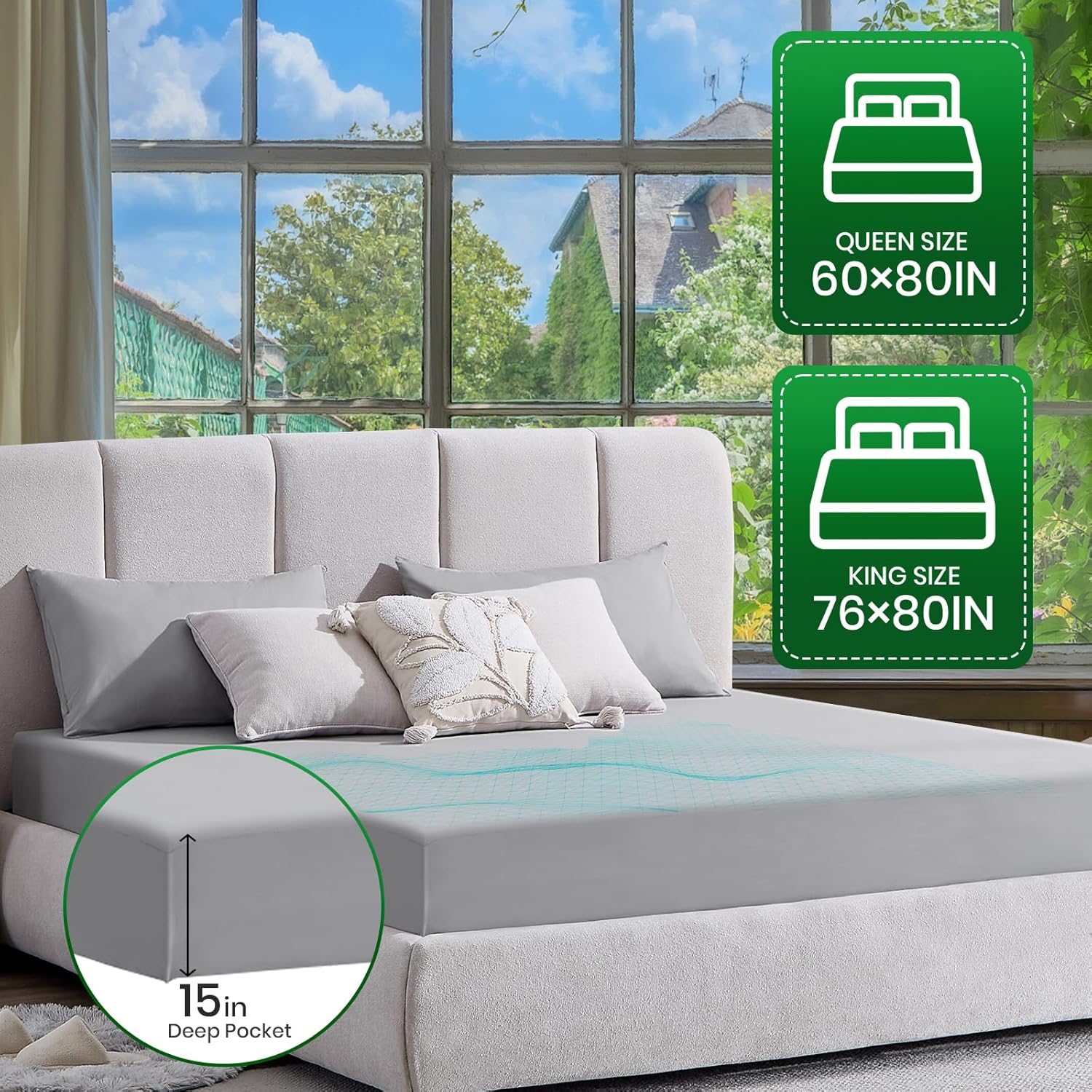 Besting Grounding Fitted Sheet Queen GS609 Silver Fiber