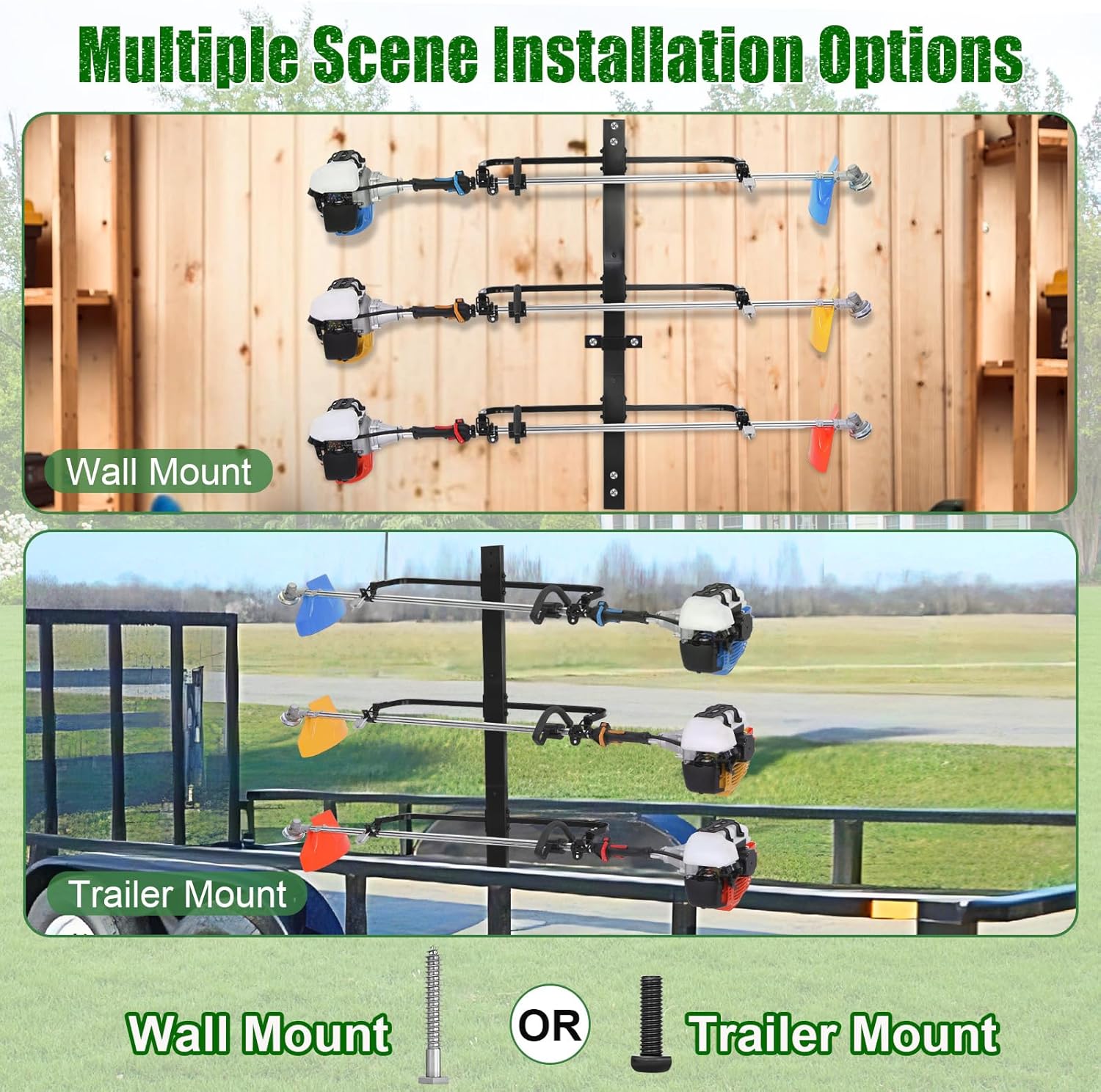 CAROD Weed Eater Rack for Open Trailer, 3 Place Trimmer