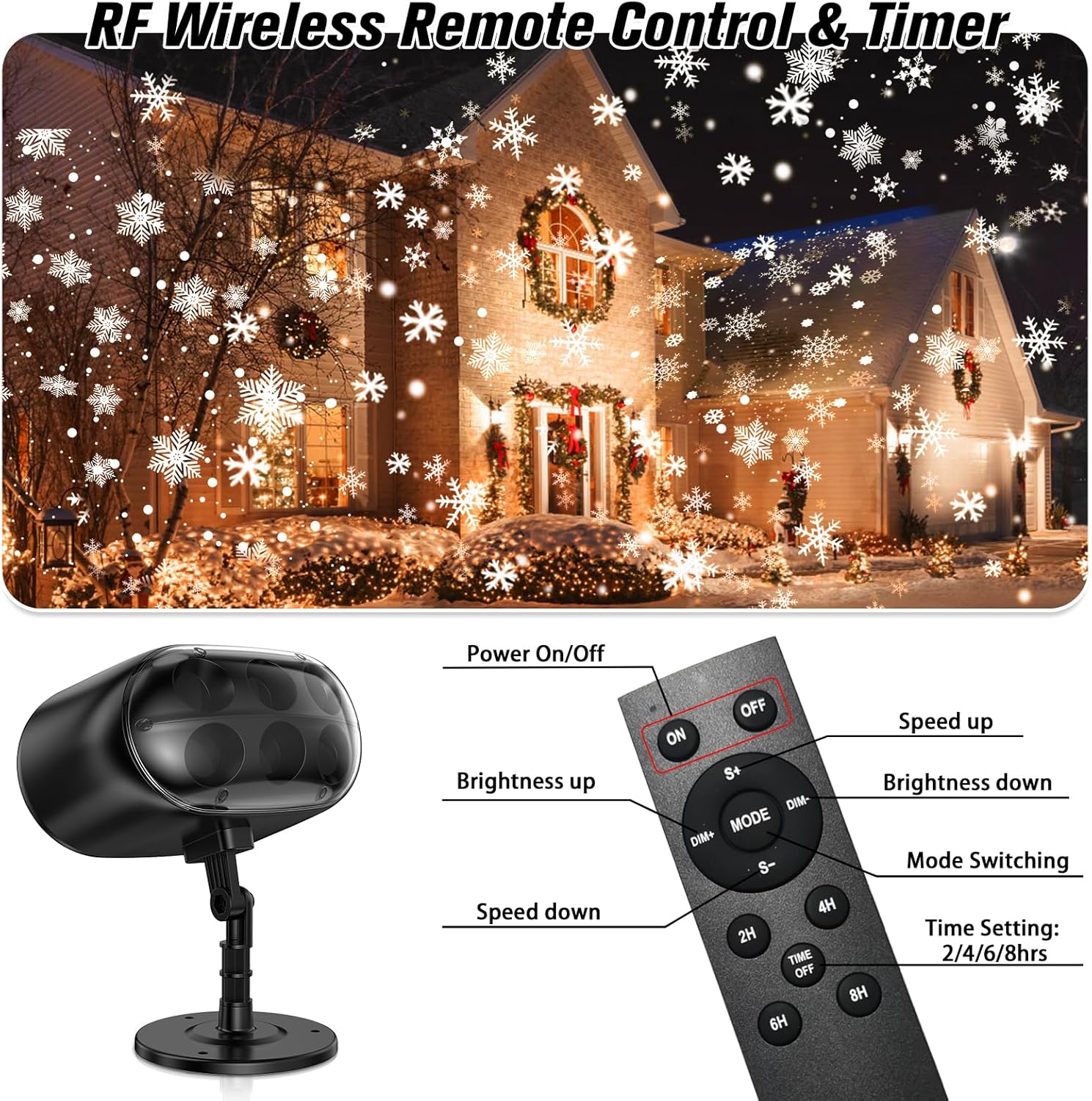 Christmas Snowflake Projector Lights provide a vibrant and dynamic snowflake