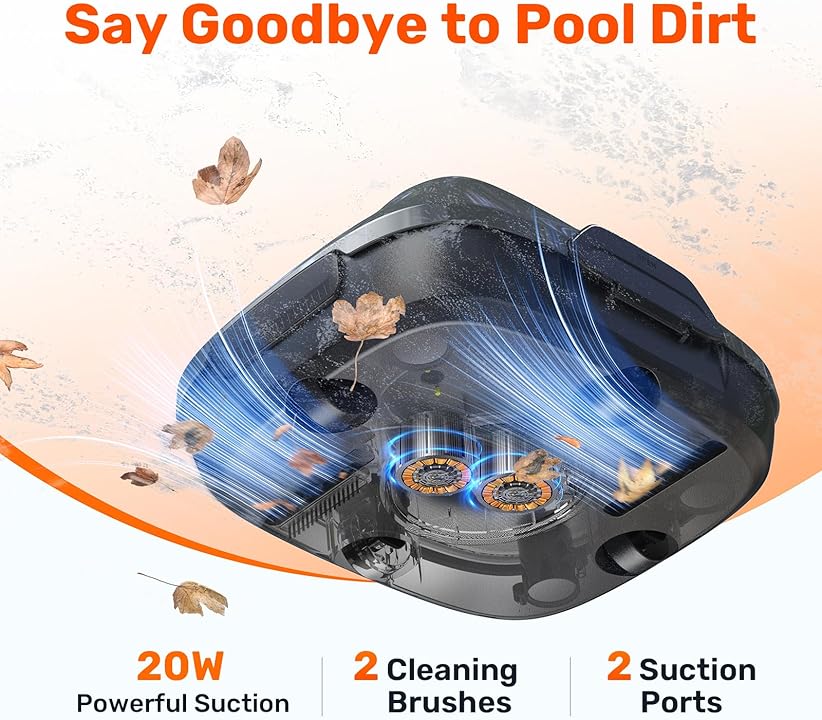 Gosvor Cordless Robotic Pool Cleaner, Lasts 90 Min, Automatic Vacuum for Above-Ground Pools