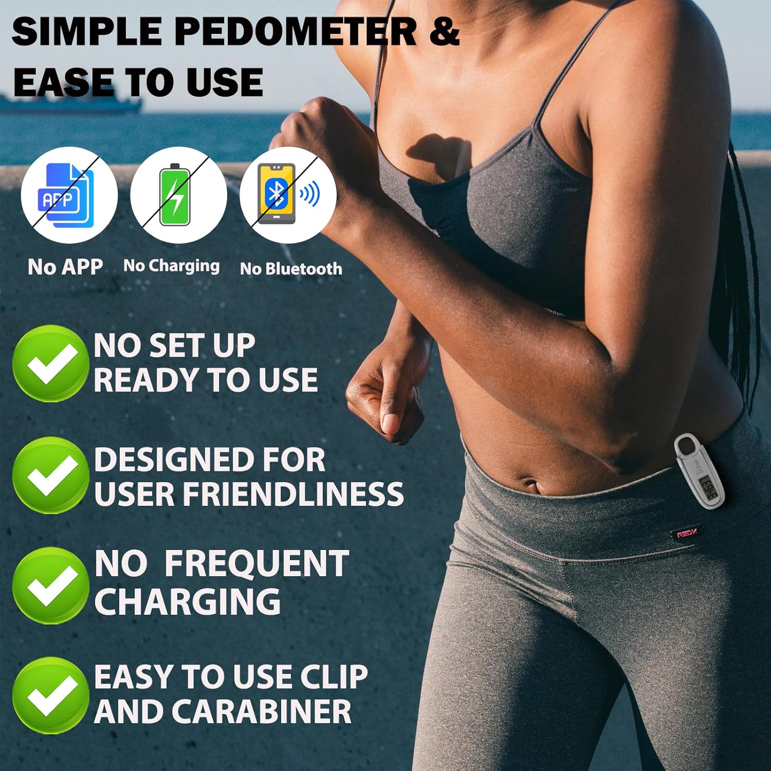 U-Trak Store 3D pedometer offers precise step tracking with an advanced motion sensor