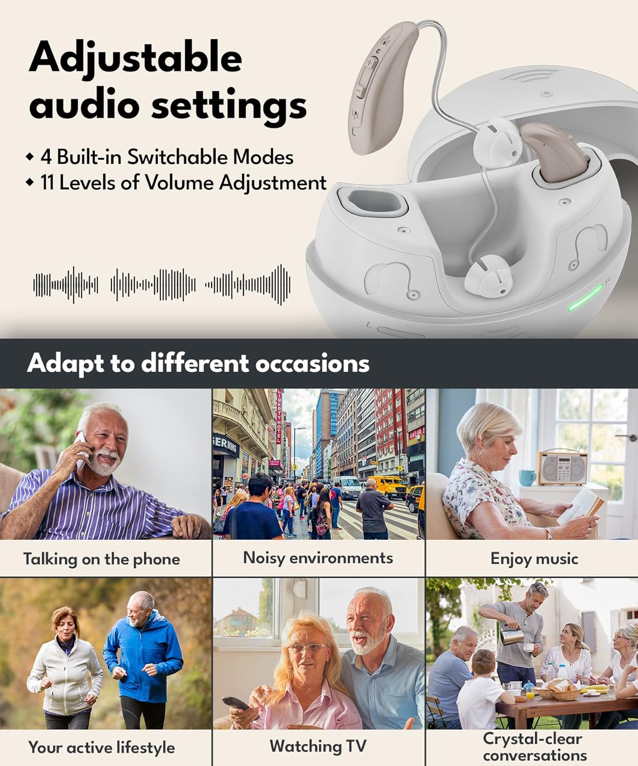 BRUNOS Hearing Aids for Seniors, Active Noise Cancelling with Dual Microphones