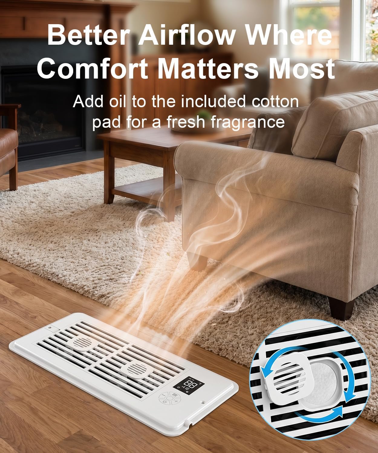 MYLLIUIM Register Booster Fan 4x10 Vent Remote 3 Modes 10 Speeds