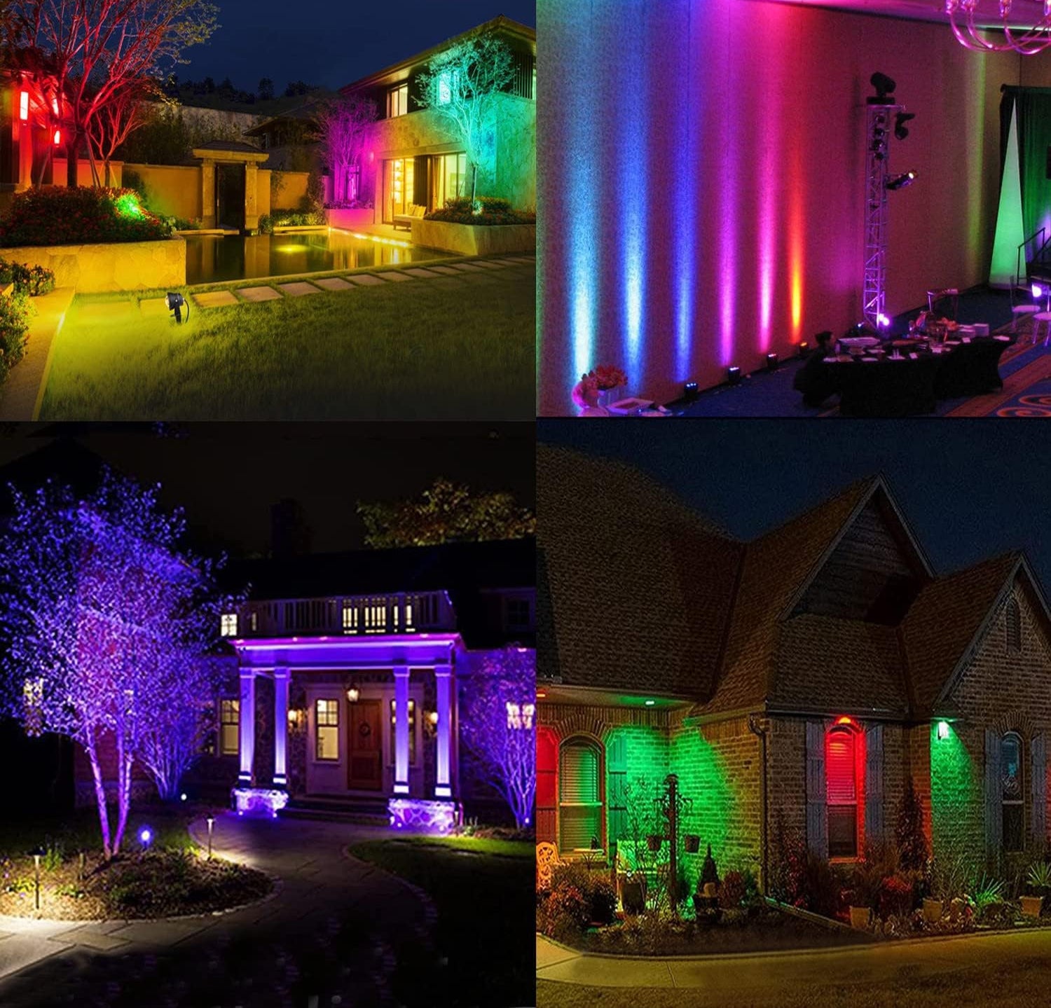 Richsing Outdoor LED Spotlight set includes two powerful 15W RGB spotlights