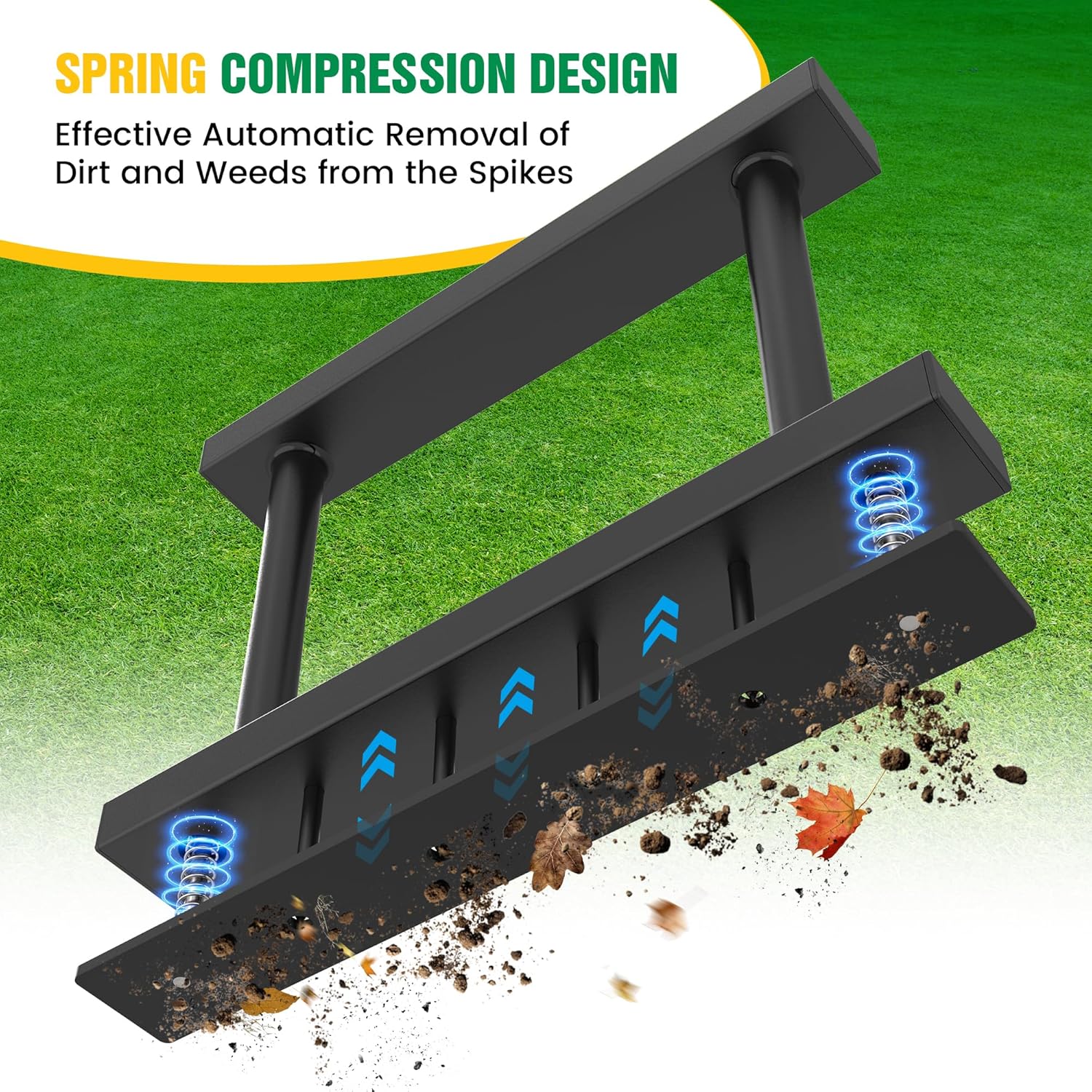 4-Spike Lawn Aerator Tool - Spring-Loaded Manual Soil Aerator for Healthier Grass
