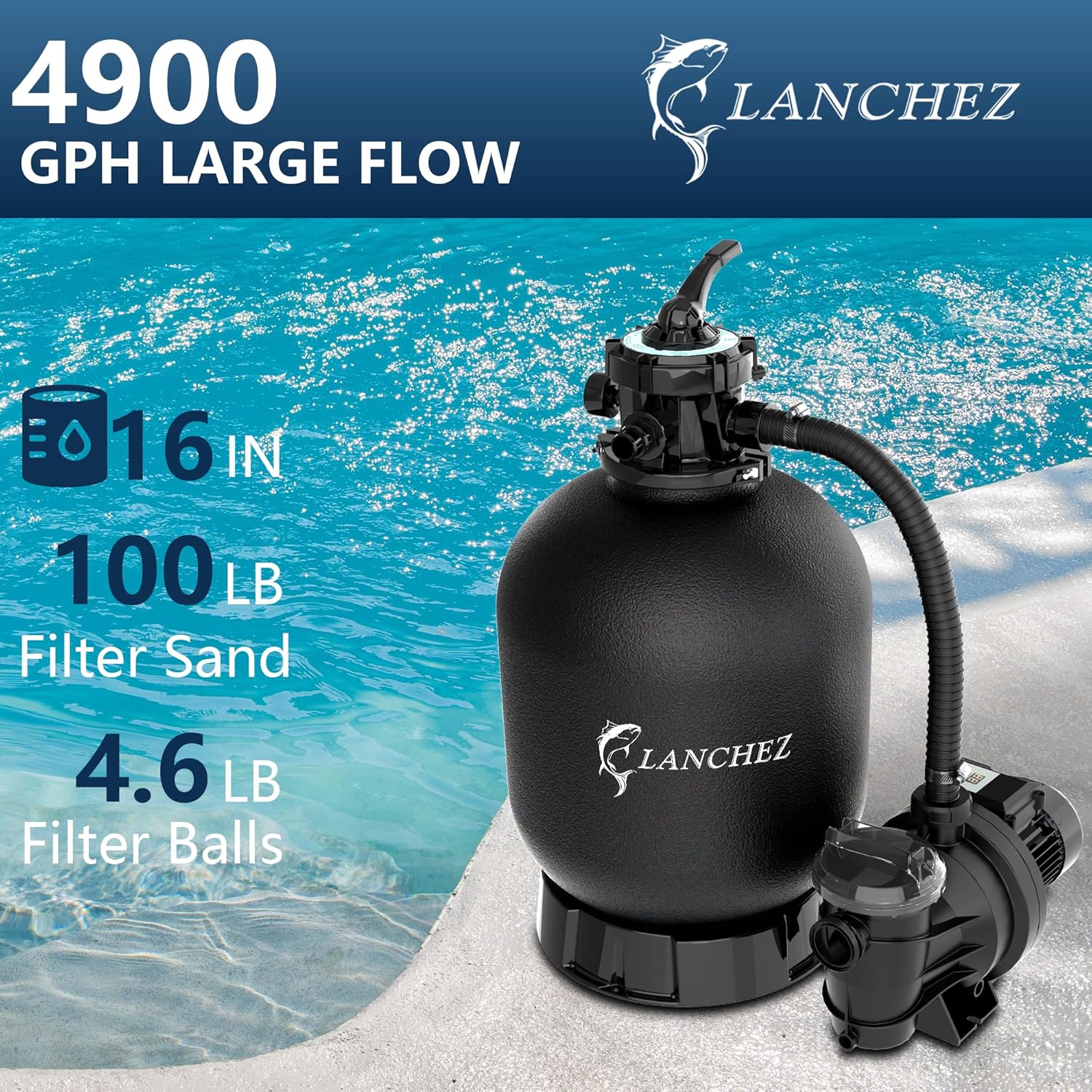 LANCHEZ 16in Sand Filter Pump delivers - CLP8005