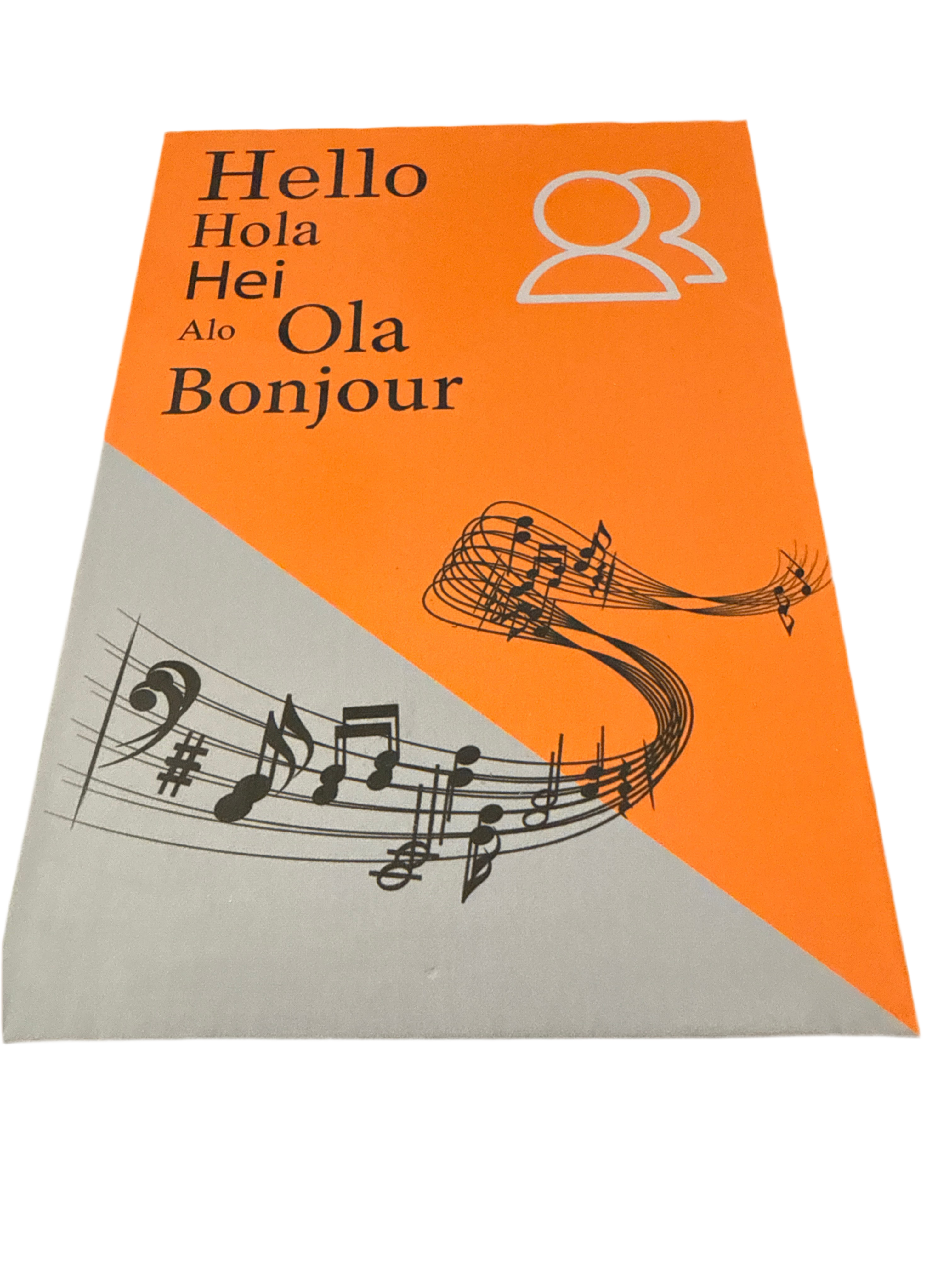 Translation earbuds Hello, "Hola," "Hei," "Alo Ola," and "Bonjour