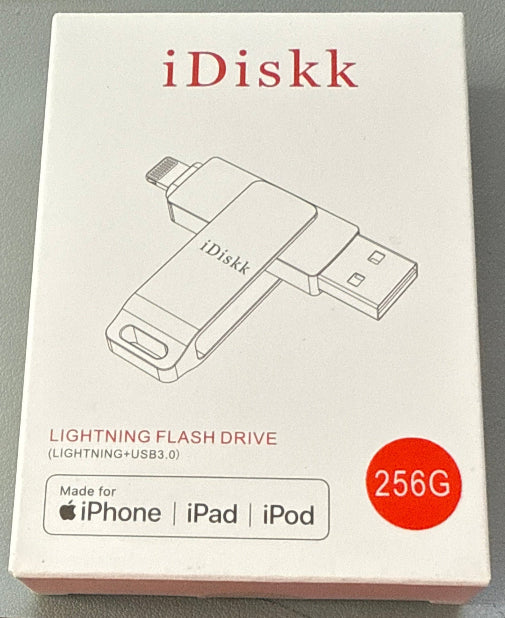 iDiskk 256GB iPhone Photo Storage Stick MFi Certified Flash Drive