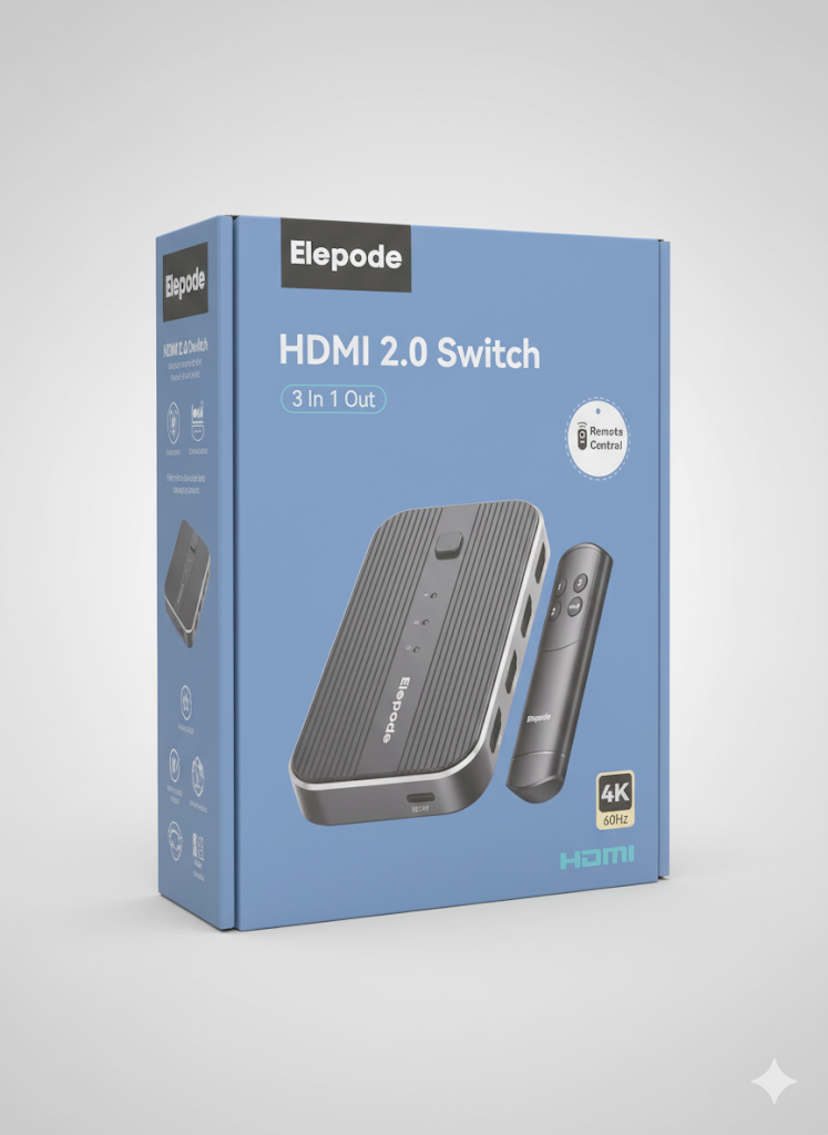 4K HDMI Splitter Switch 3 in 1 Out - 60Hz HDR for PS5, Xbox, Elepode