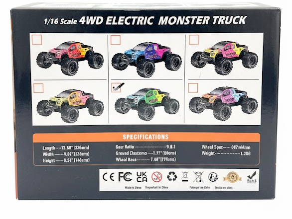 DIKAVEY 1/16 Scale 50MPH Brushless RC Truck - 4WD All-Terrain Remote Control Car with 3S Battery