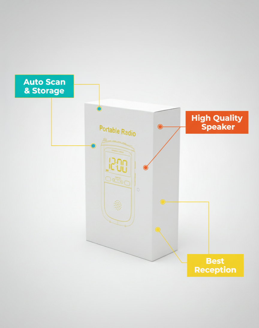 Portable AM/FM Clock Radio – Auto Scan, High-Quality Speaker, Best Reception