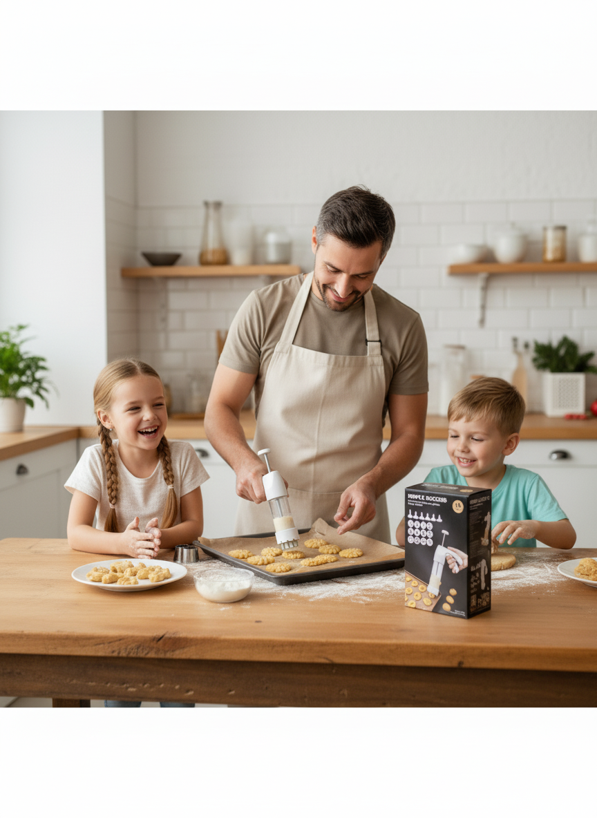 Cookie Press Gun Set - 12 Discs & 6 Piping Tips for Baking & Decorating