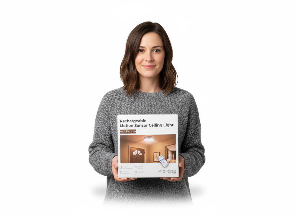 Rechargeable Motion Sensor Ceiling Light with Remote - LED Battery Powered