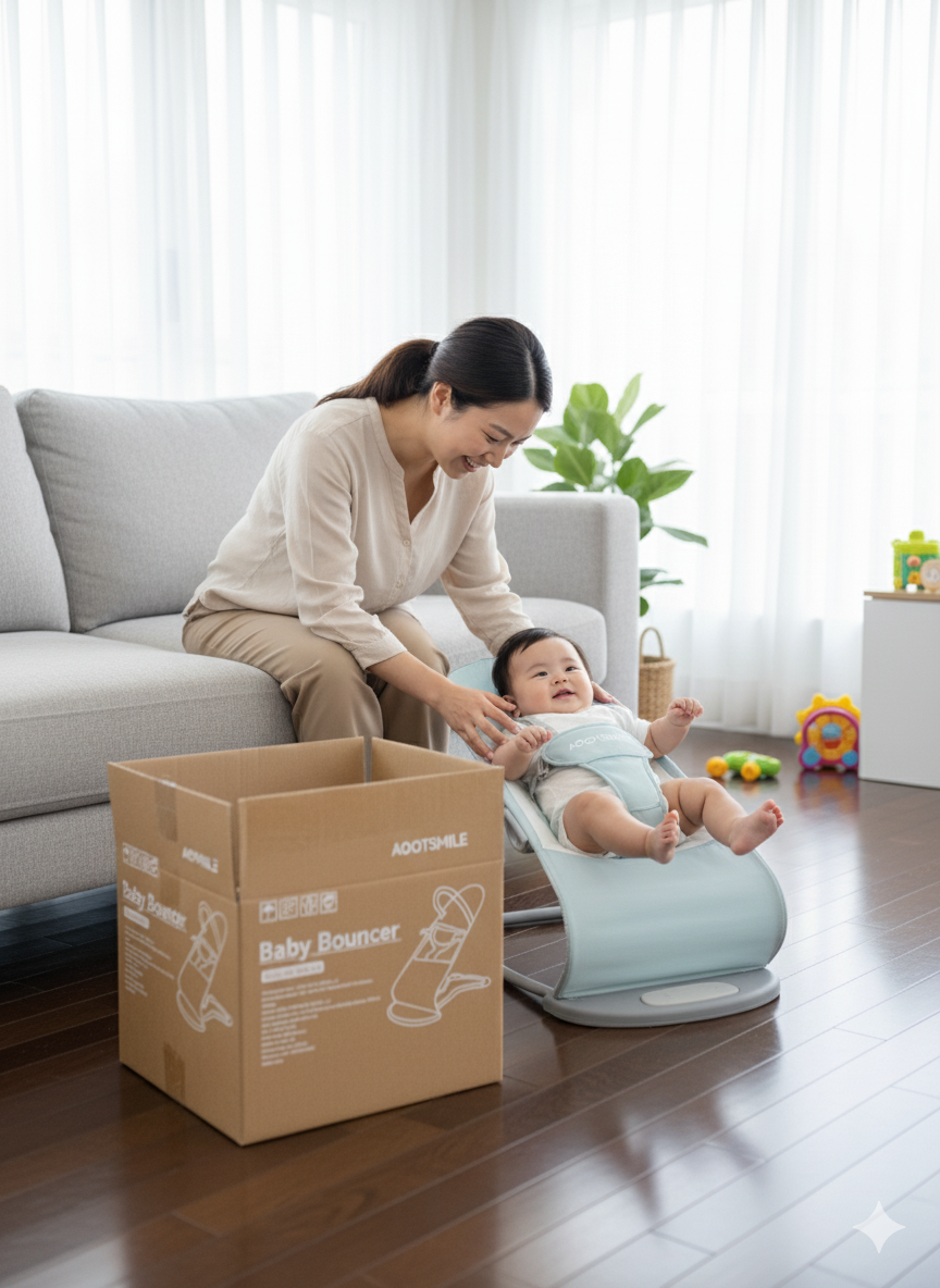 Aootsmile Baby Bouncer - Soothing Infant Seat with Gentle Rocking Motion