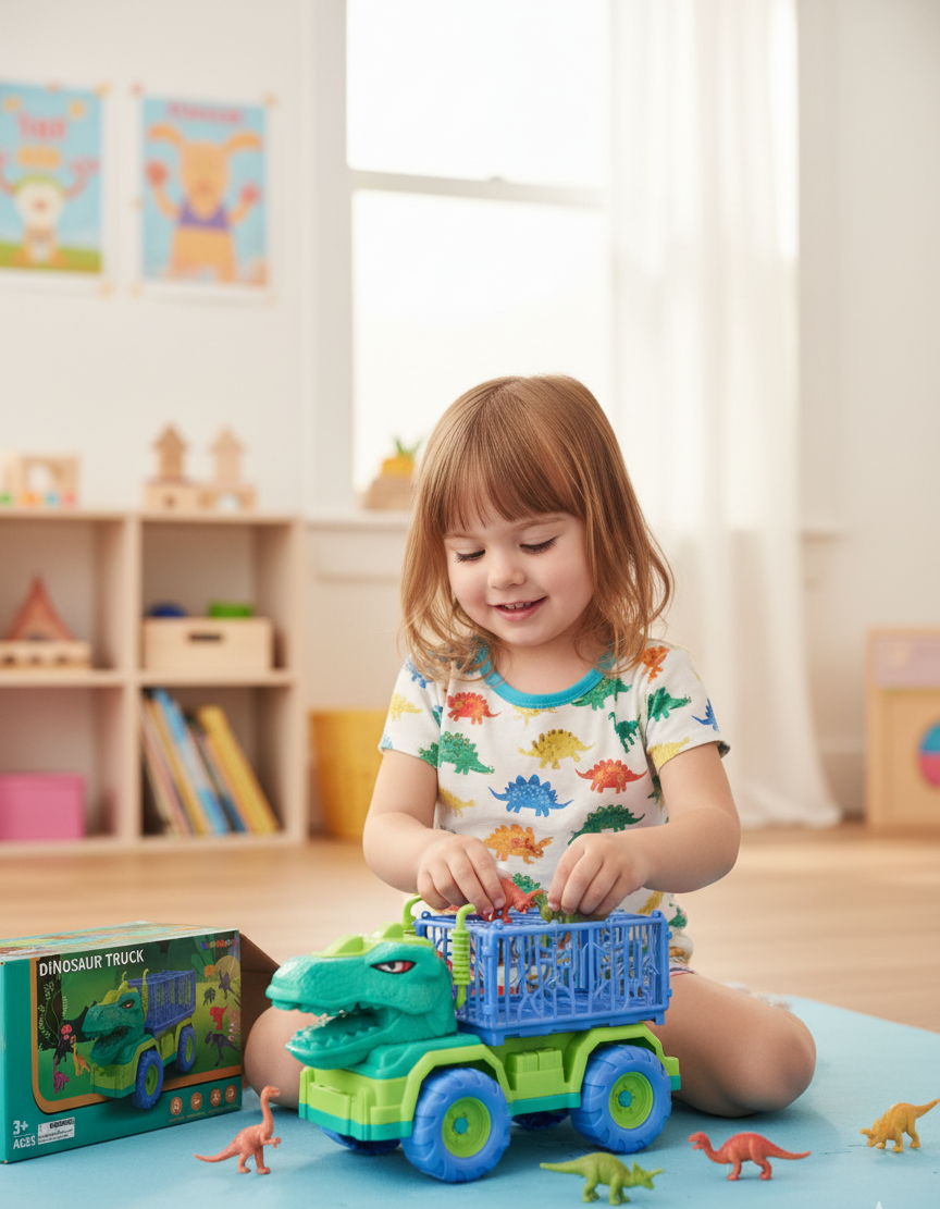 Guminara Dinosaur Truck Toy - Light-Up Dino Vehicle for Kids