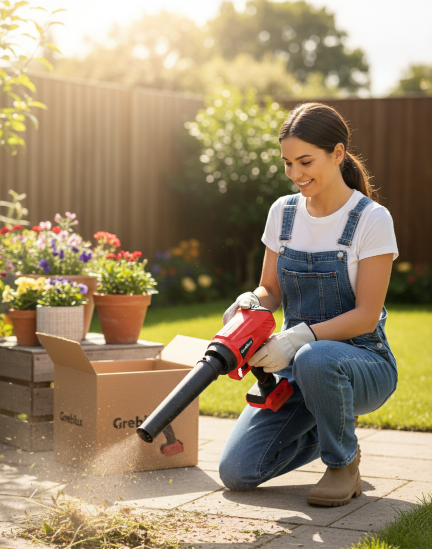 Cordless Leaf Blower Portable Dust Cleaner Handheld Blowers 2 x  Batteries | Red