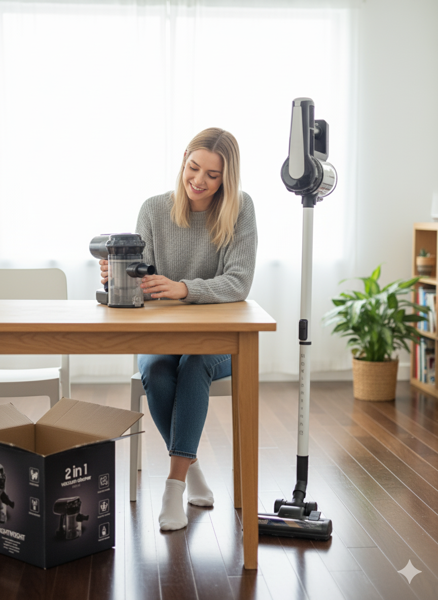 2 in 1 Vacuum Cleaner 600W - Lightweight Handheld & Upright Vacuum with Powerful Suction SEO Description: V