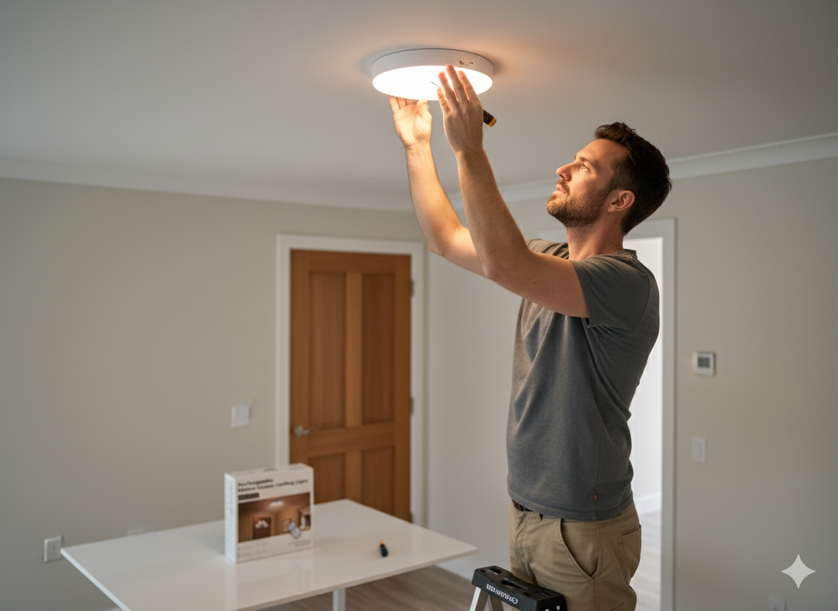 Rechargeable Motion Sensor Ceiling Light with Remote - LED Battery Powered