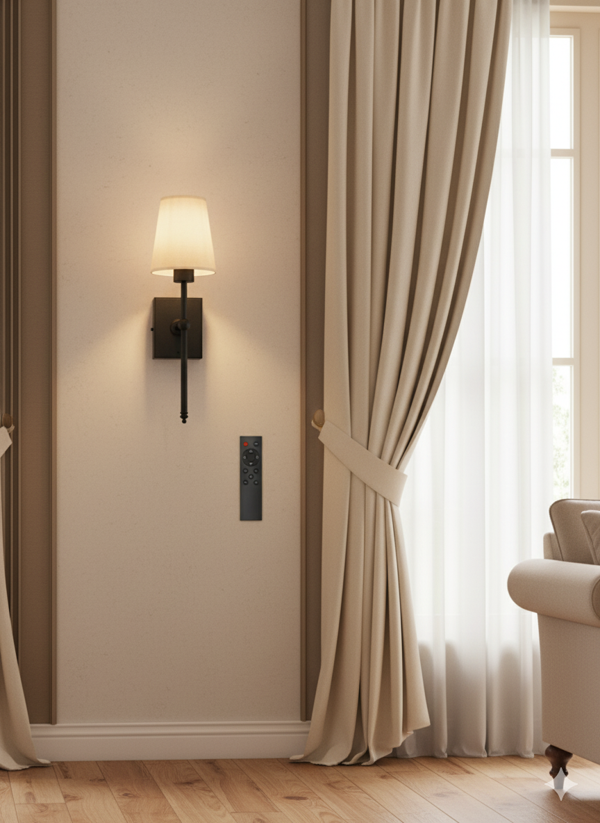 Battery Operated Wall Sconce with Remote - Wireless LED Wall Light No Wiring Required