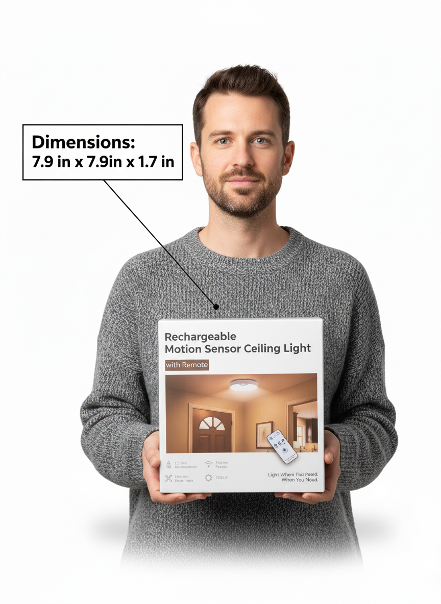 Rechargeable Motion Sensor Ceiling Light with Remote - LED Battery Powered