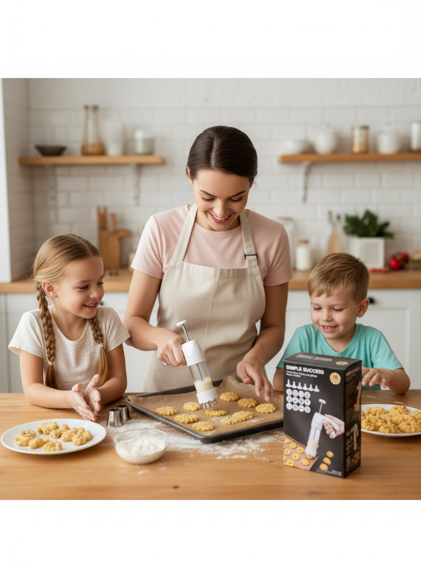 Cookie Press Gun Set - 12 Discs & 6 Piping Tips for Baking & Decorating
