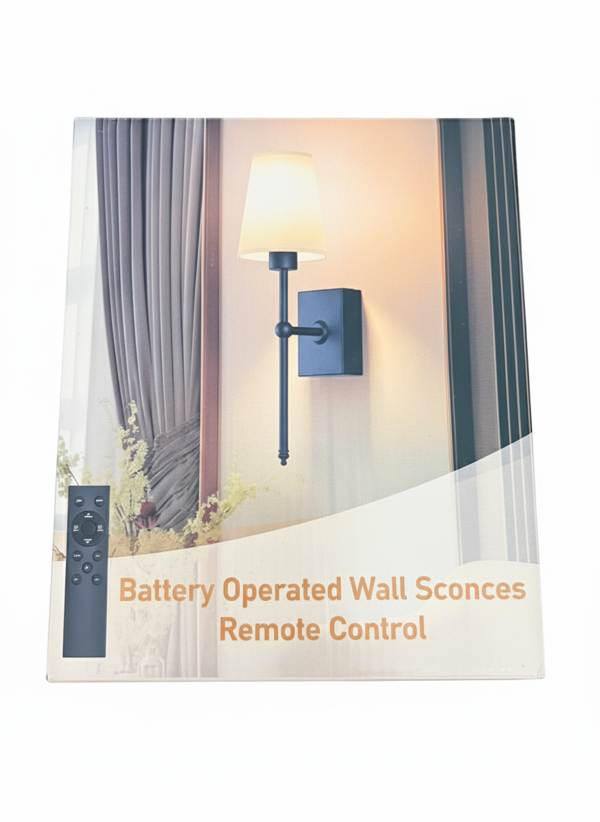 Battery Operated Wall Sconce with Remote - Wireless LED Wall Light No Wiring Required