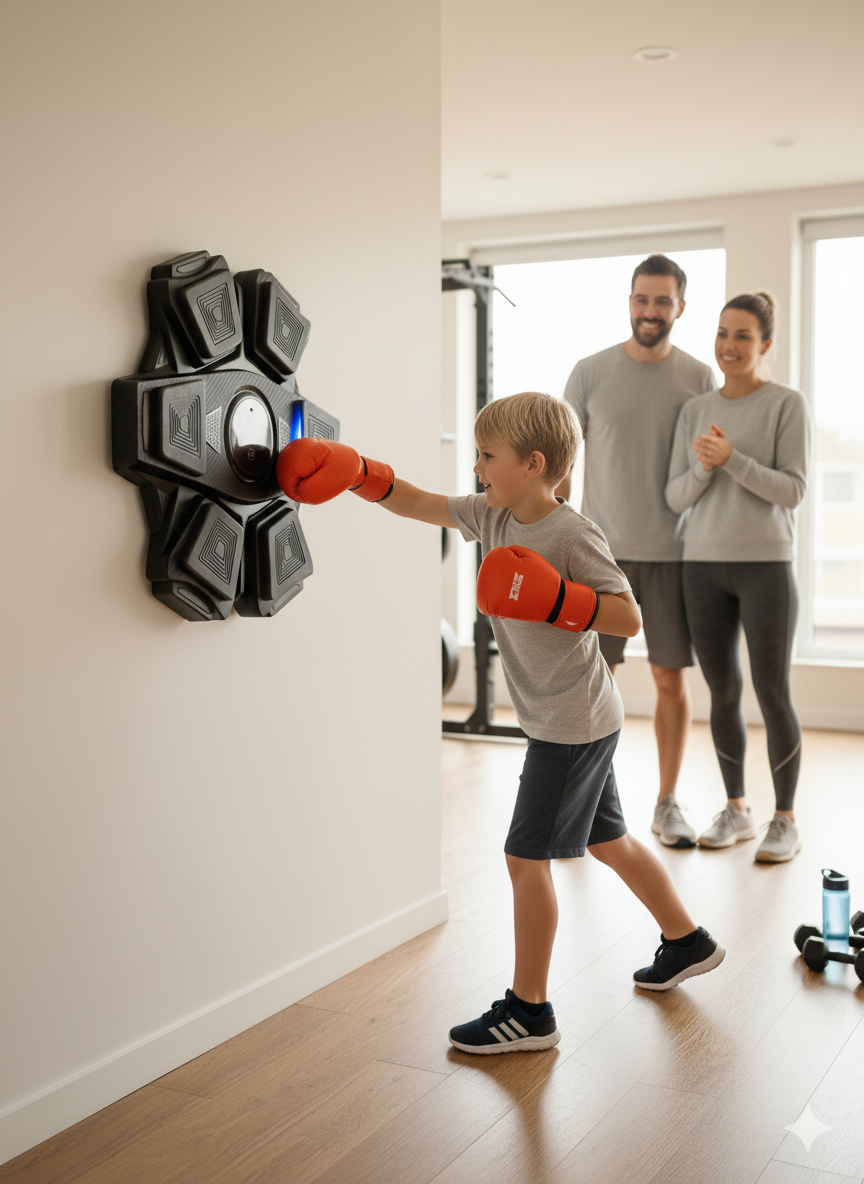 Music Boxing Machine for Kids, Smart Bluetooth Boxing Training Equipment with 2 Gloves,