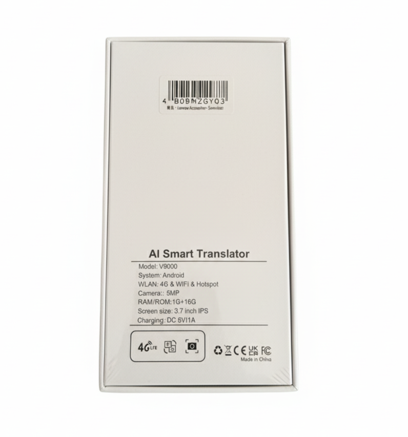 AI Voice Translator – V9000 Model, Android System, Silver Grey