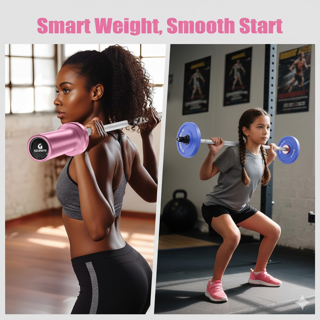 Goldnite Mini Barbell Bar 5.5LB - 4ft Olympic Weight Bar for Beginners & Women