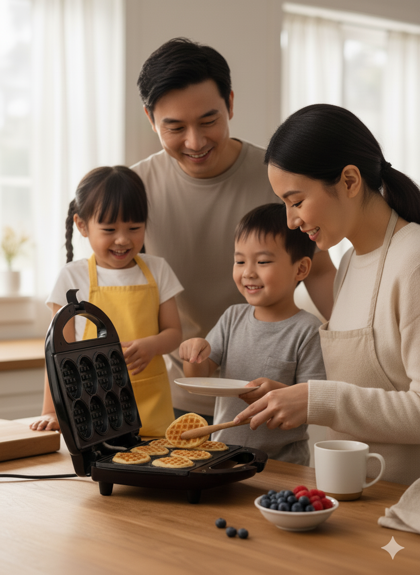 Mini Waffle Maker - Compact Electric Waffle Iron for Perfect Waffles
