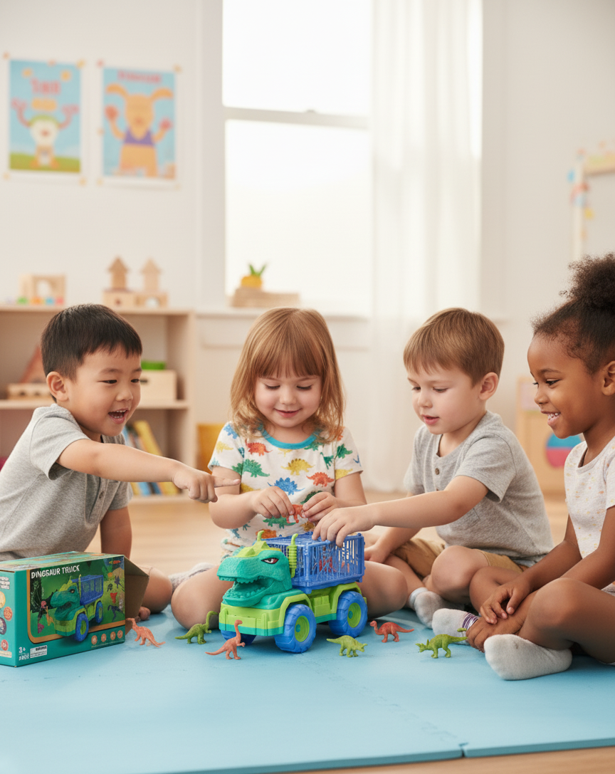 Guminara Dinosaur Truck Toy - Light-Up Dino Vehicle for Kids