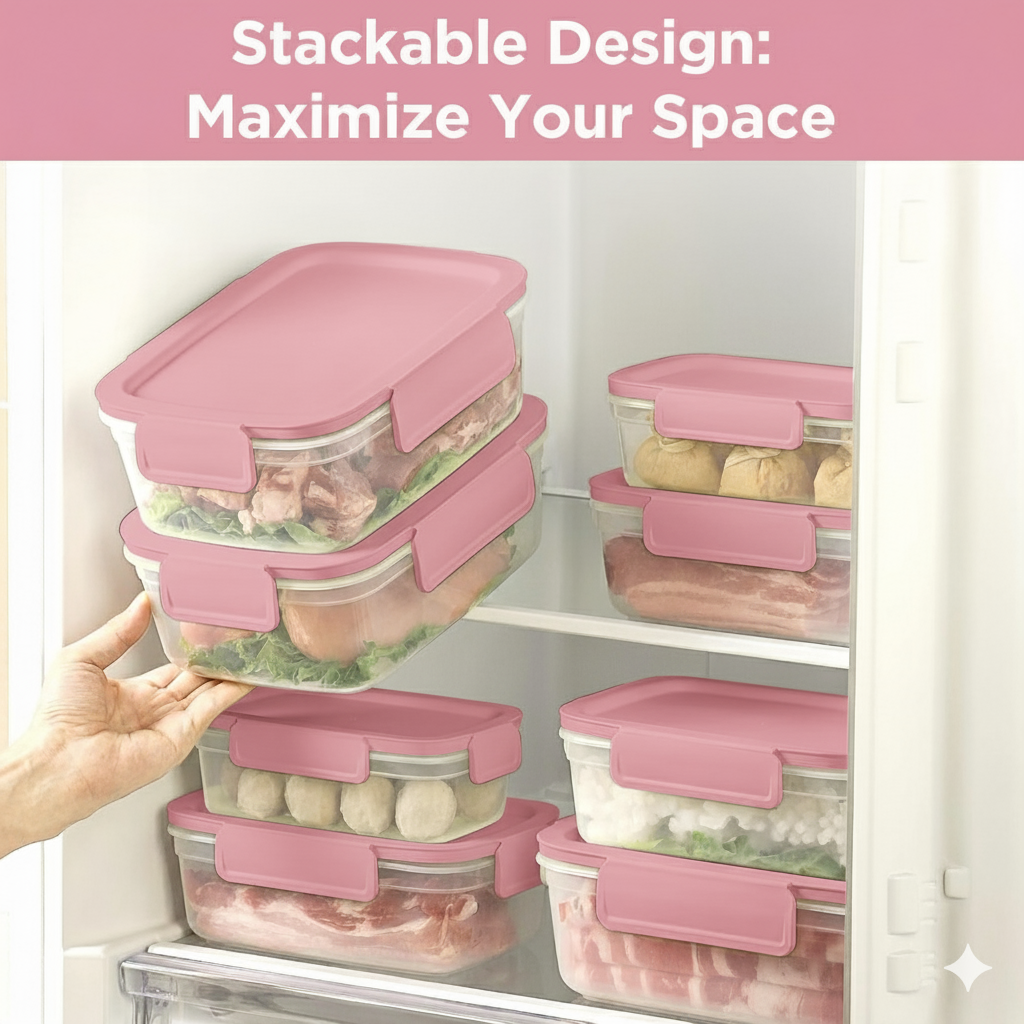 Aspinol Airtight Food Storage Container 850ML Pink - Kitchen Organization