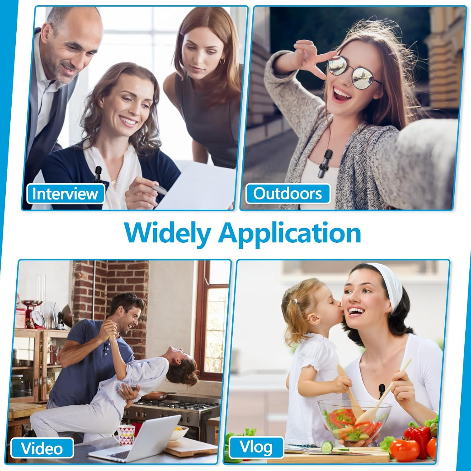 RICCHI Wireless USB-C Microphones - 2 Pack Mini Lavalier Mics for iPhone 15-16 & Android