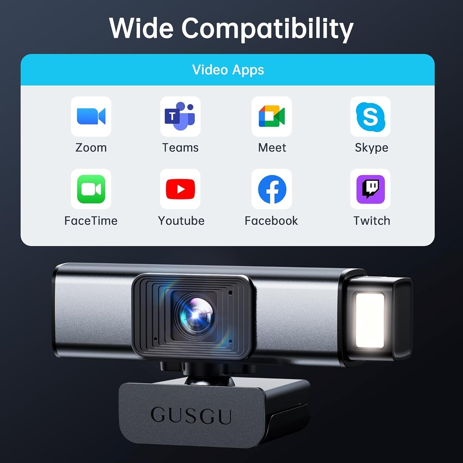 GUSGU G940 2K Quad HD Webcam - Professional Streaming Camera with Microphone