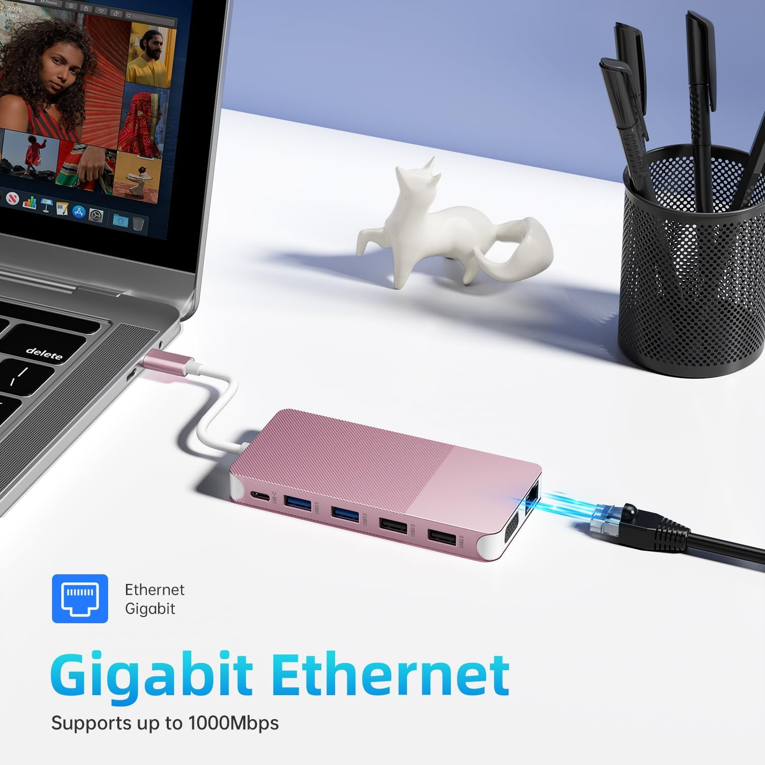 BFADEHA 12-in-1 USB-C Hub - Triple Monitor Docking Station with 100W Power Delivery