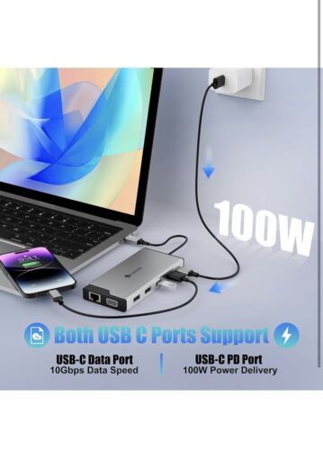 Bfadeha DV3 USB-C 12-in-1 Triple Display Full HD Mini Docking Station